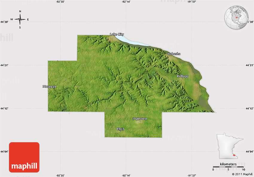 Satellite Map of Wabasha County, cropped outside