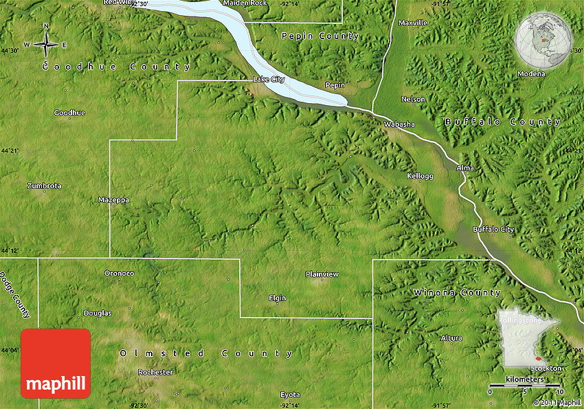 Satellite Map of Wabasha County