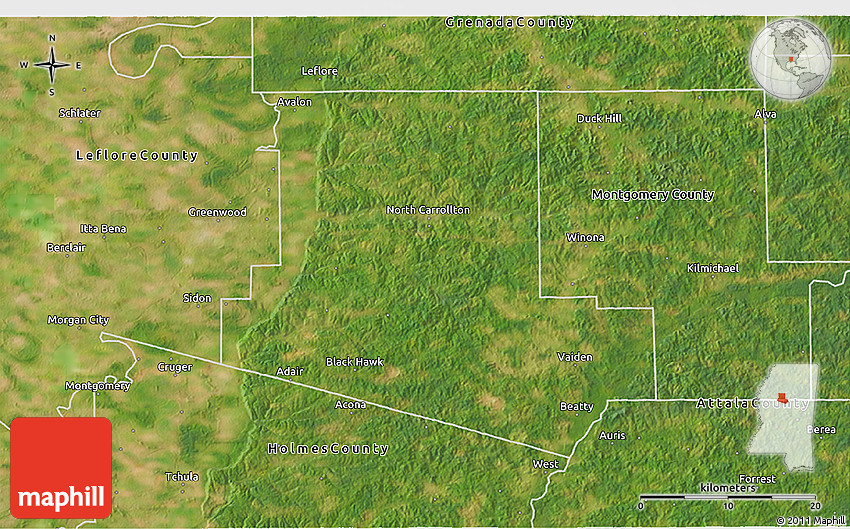 Satellite 3D Map of Carroll County