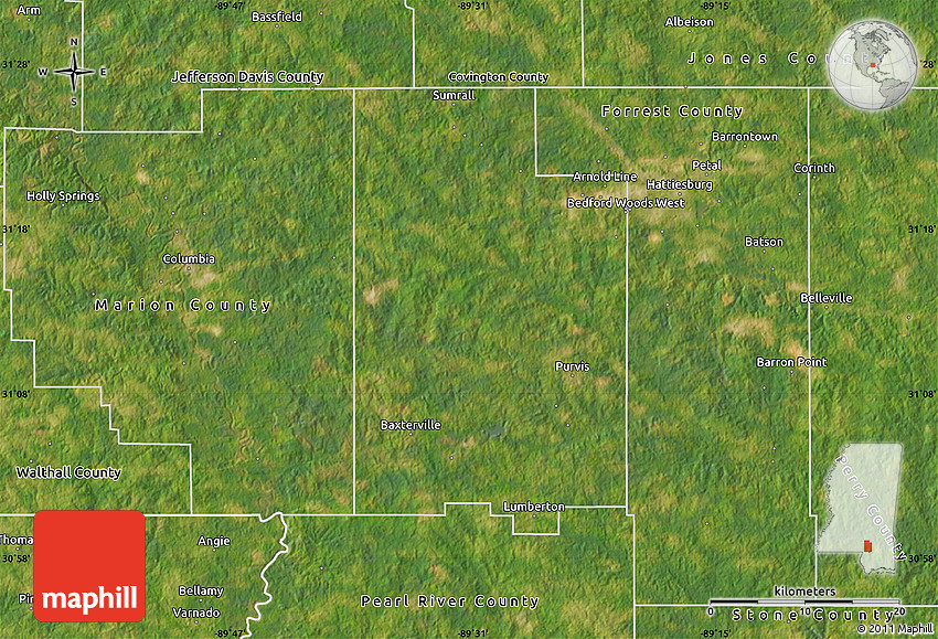Satellite Map of Lamar County