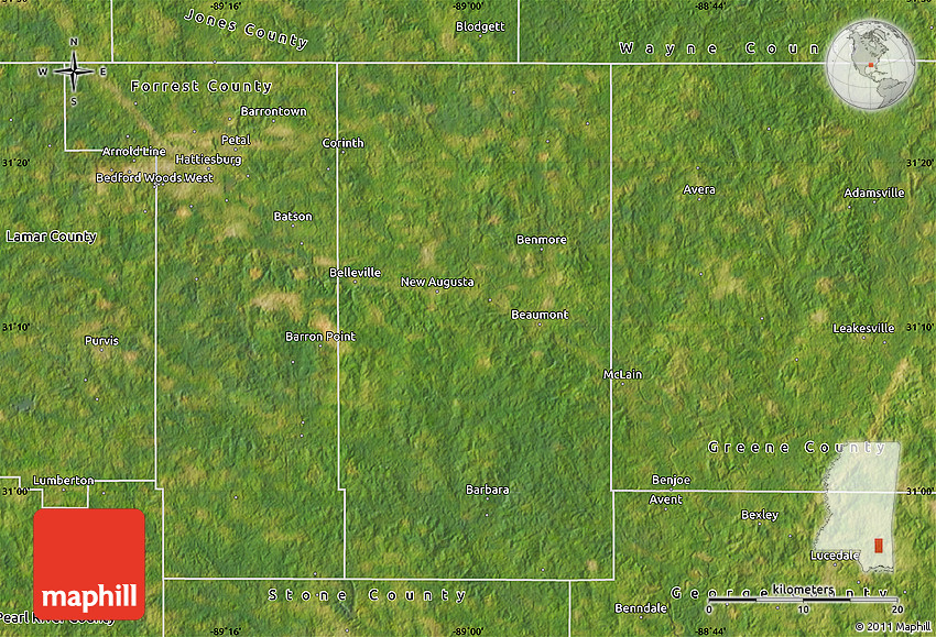 Satellite Map of Perry County