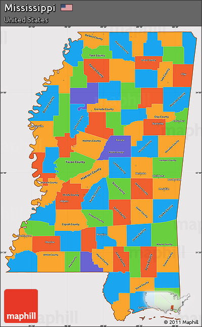 Political Map Of Mississippi Free Political Simple Map Of Mississippi, Cropped Outside