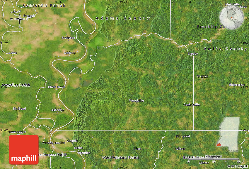 Satellite Map of Wilkinson County