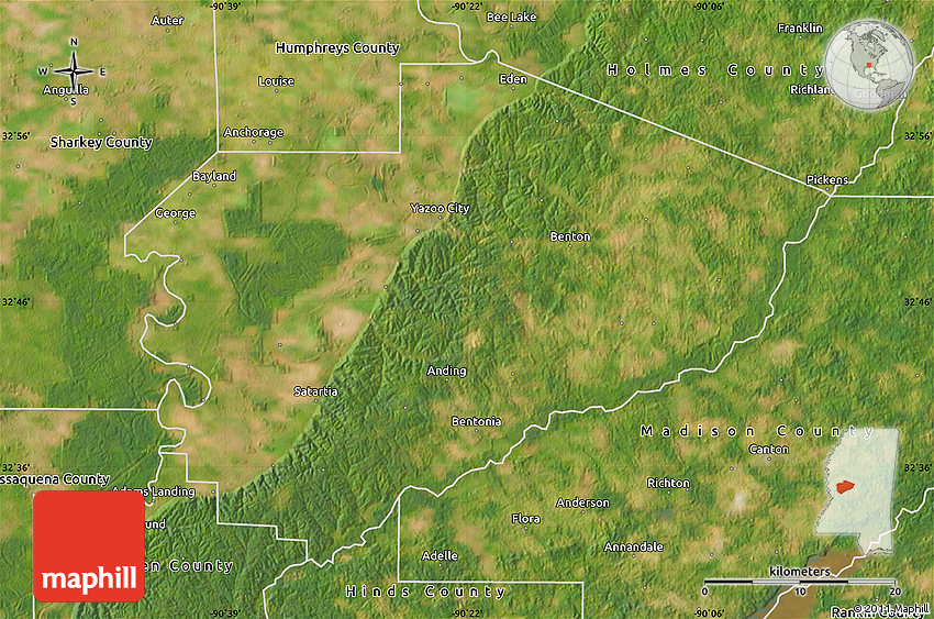Satellite Map of Yazoo County