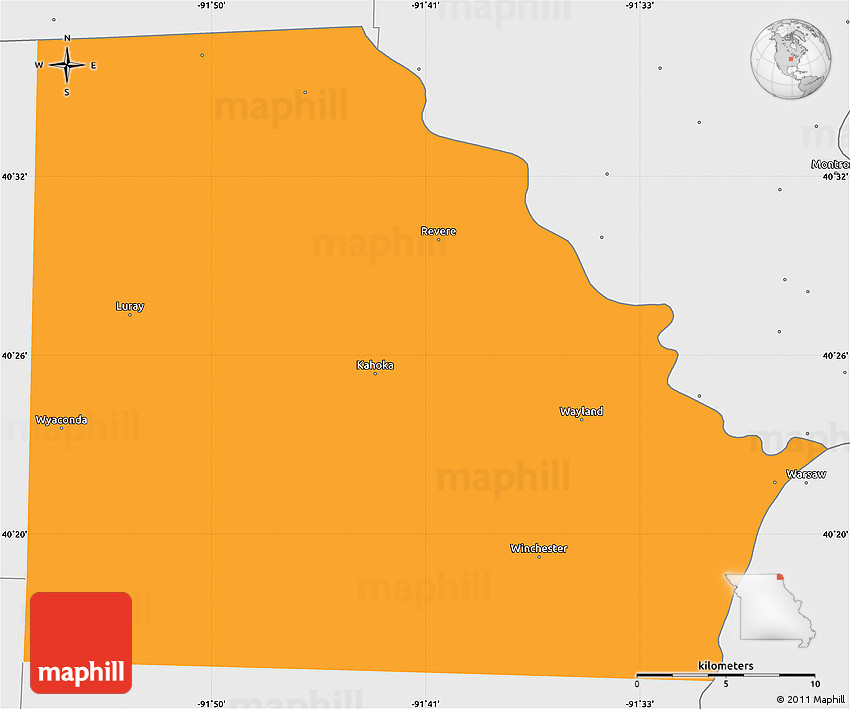 Political Simple Map of Clark County, single color outside, borders and