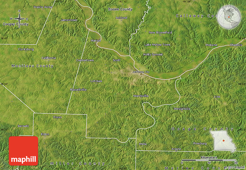 Satellite Map of Cole County
