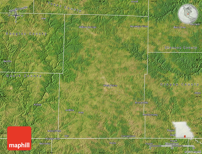 Satellite Map of Howell County