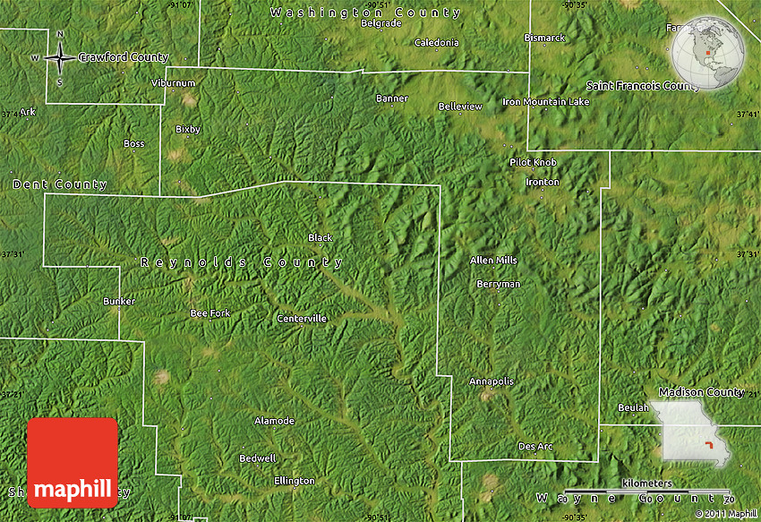 Satellite Map of Iron County