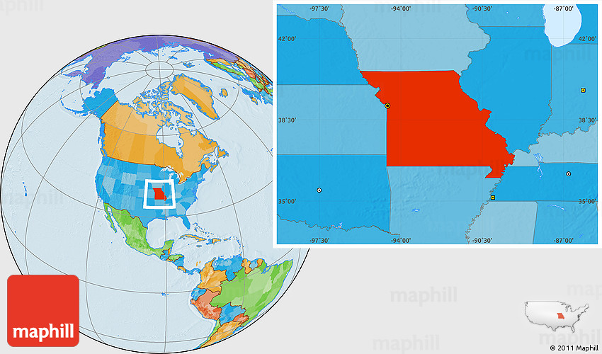 Political Location Map of Missouri