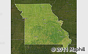 Satellite Map of Missouri, darken