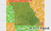 Satellite Map of Missouri, political shades outside
