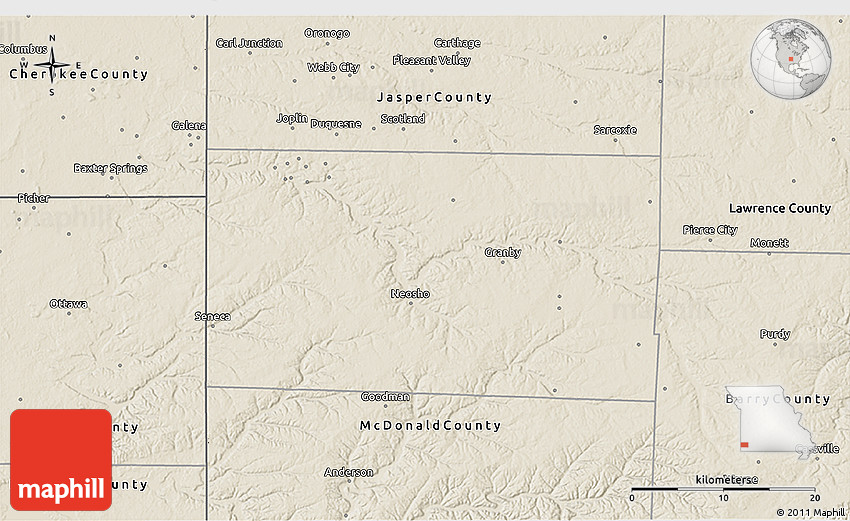 Shaded Relief 3D Map of Newton County