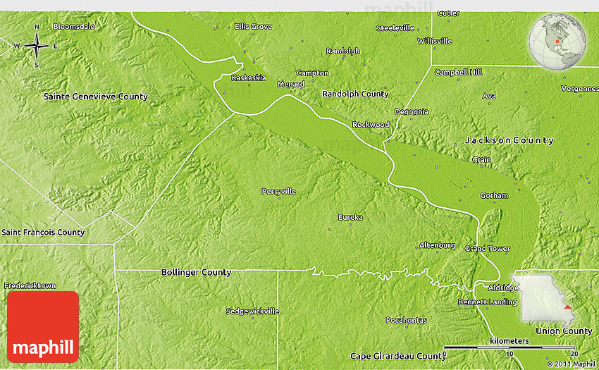 Physical 3D Map of Perry County