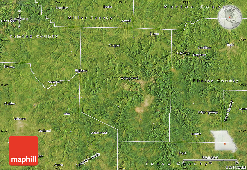 Satellite Map of Pulaski County