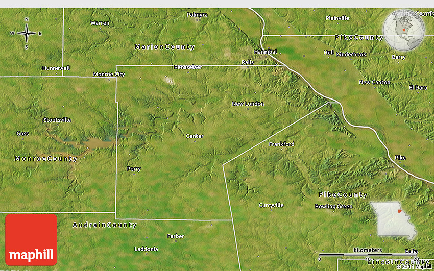 Satellite 3D Map of Ralls County