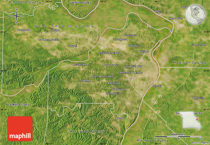 Satellite Map of Saint Louis County