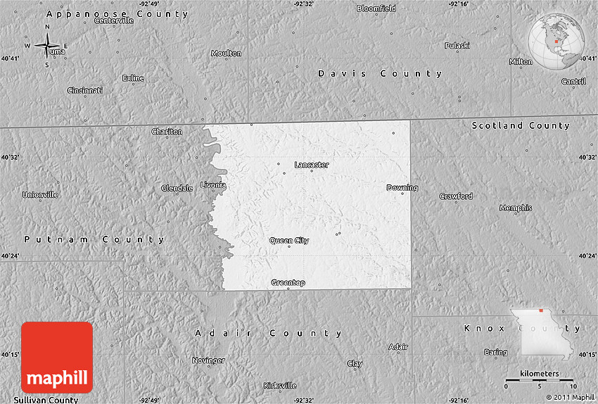 Gray Map of Schuyler County