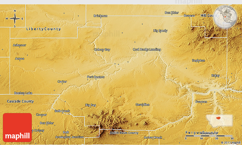 Physical 3D Map of Chouteau County
