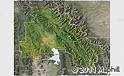 Satellite 3D Map of Flathead County, semi-desaturated