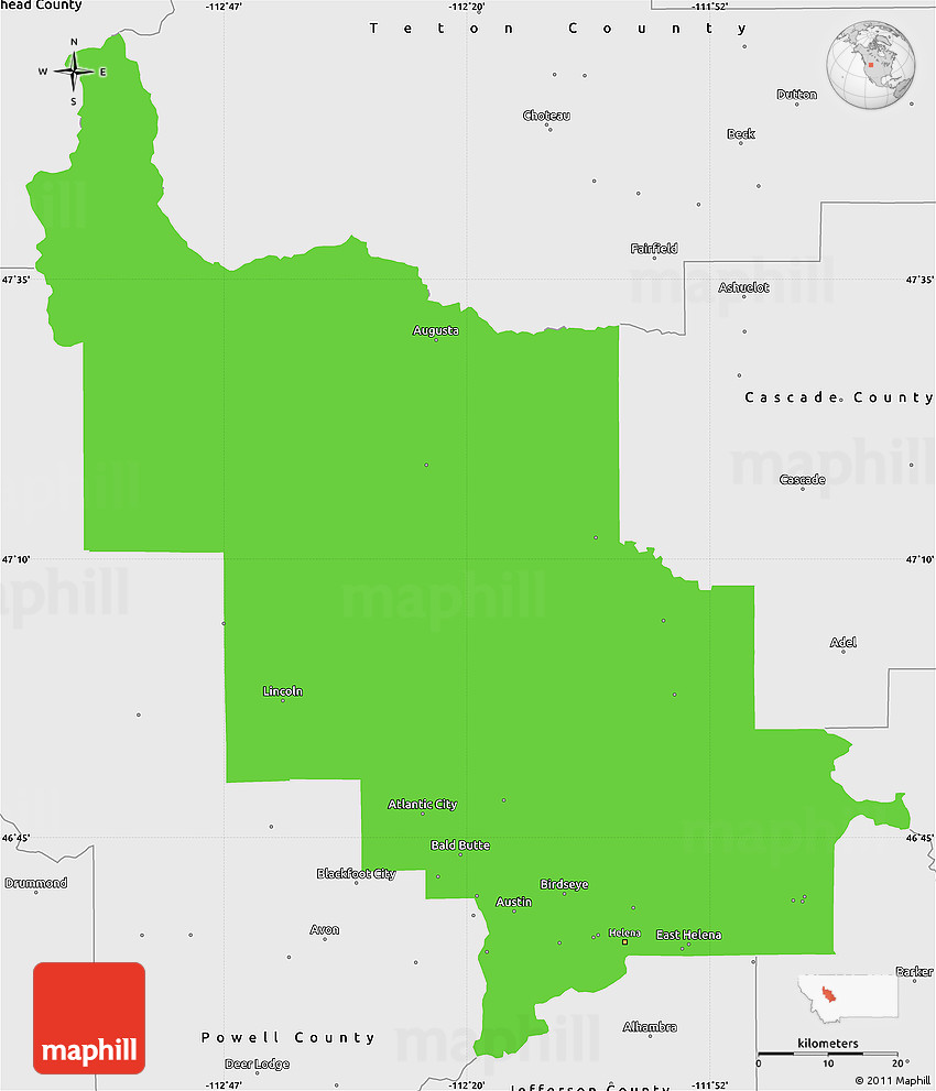 Lewis And Clark County Map Political Simple Map Of Lewis And Clark County, Single Color Outside,  Borders And Labels