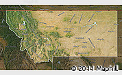 Satellite Map of Montana, darken