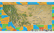 Satellite Map of Montana, political outside