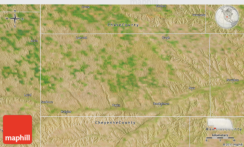 Satellite 3D Map of Dundy County
