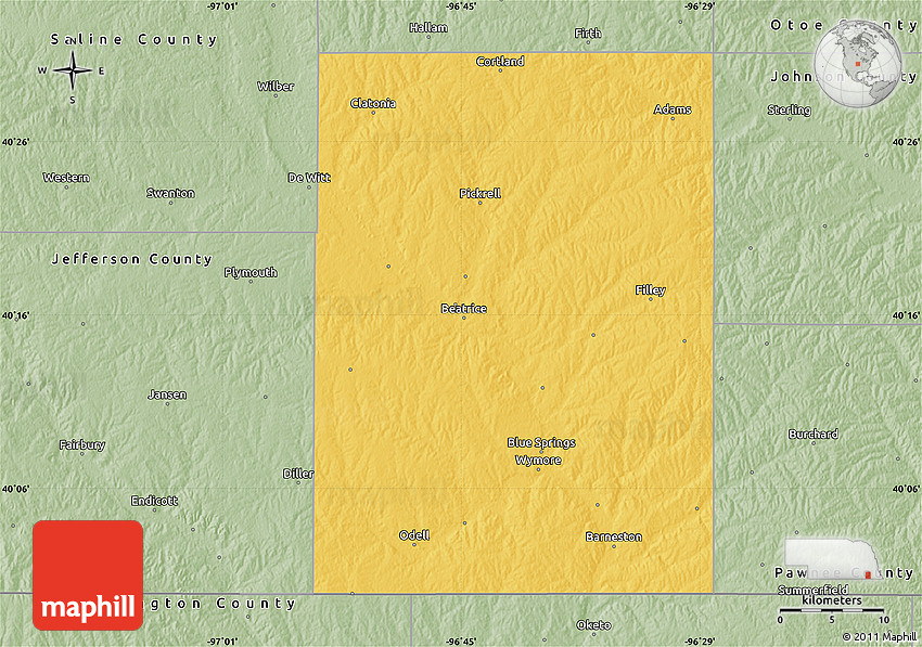 Savanna Style Map of Gage County
