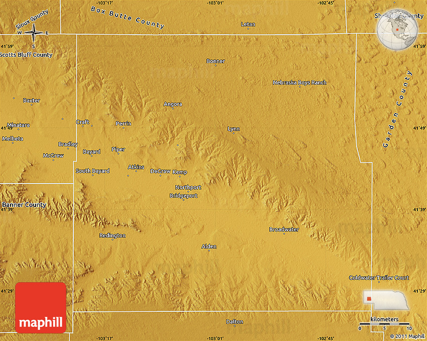 Physical Map of Morrill County
