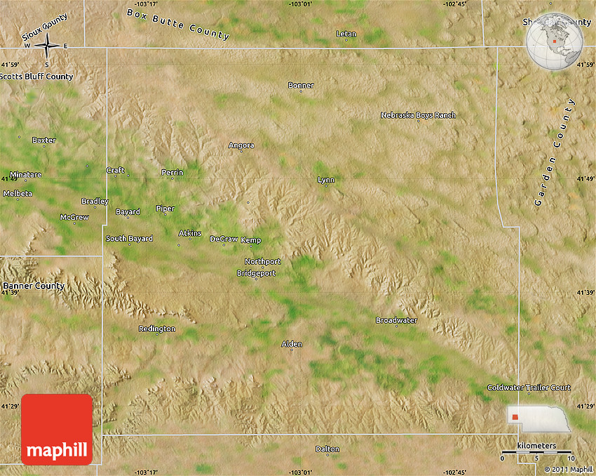 Satellite Map of Morrill County