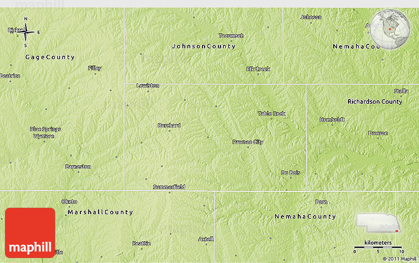 Physical 3D Map of Pawnee County