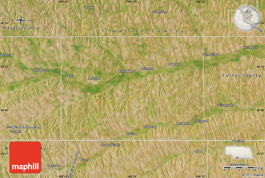 Satellite Map of Red Willow County