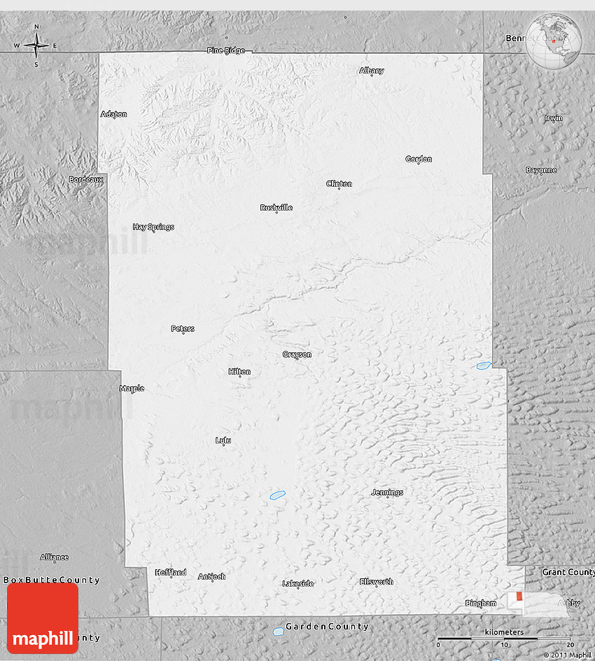 Gray 3D Map of Sheridan County