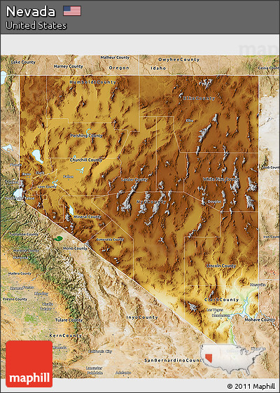 Physical 3D Map of Nevada, satellite outside