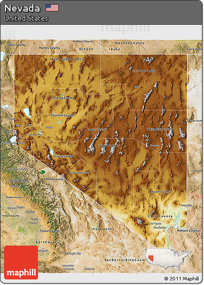 Physical 3D Map of Nevada, satellite outside