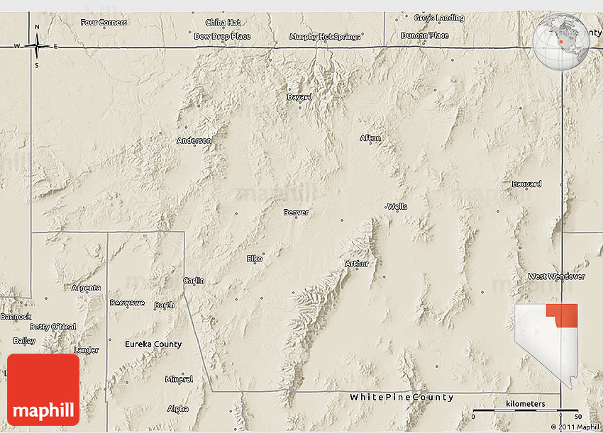 Shaded Relief 3D Map of Elko County