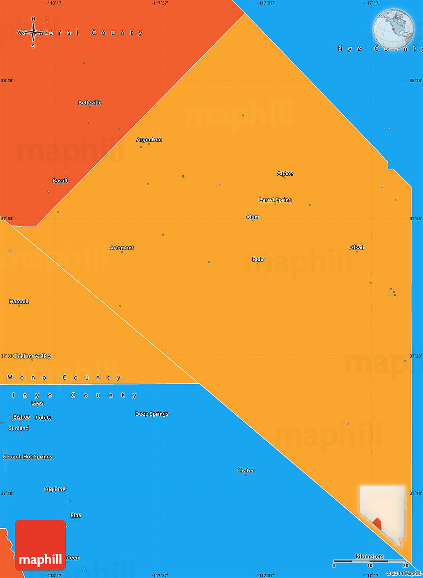 Political Simple Map of Esmeralda County