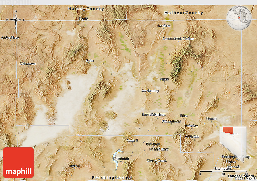 Satellite 3D Map of Humboldt County