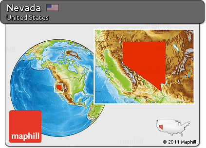 Physical Location Map of Nevada