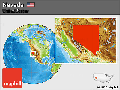 Physical Location Map of Nevada