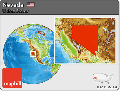 Physical Location Map of Nevada