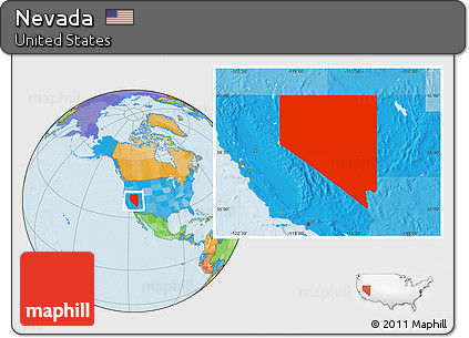 Political Location Map of Nevada