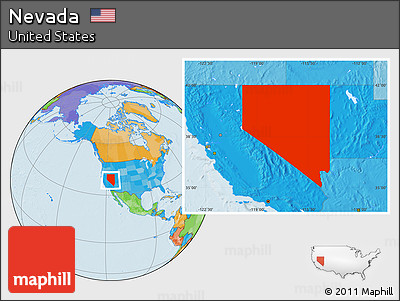 Political Location Map of Nevada