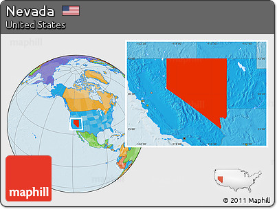Political Location Map of Nevada