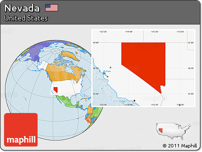 Political Location Map of Nevada, highlighted country