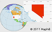 Political Location Map of Nevada, highlighted country