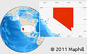 Shaded Relief Location Map of Nevada, highlighted country