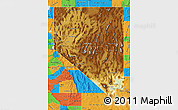 Physical Map of Nevada, political outside