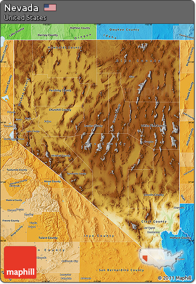Physical Map Of Nevada Free Physical Map Of Nevada, Political Shades Outside