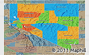 Political Panoramic Map of Nevada, semi-desaturated